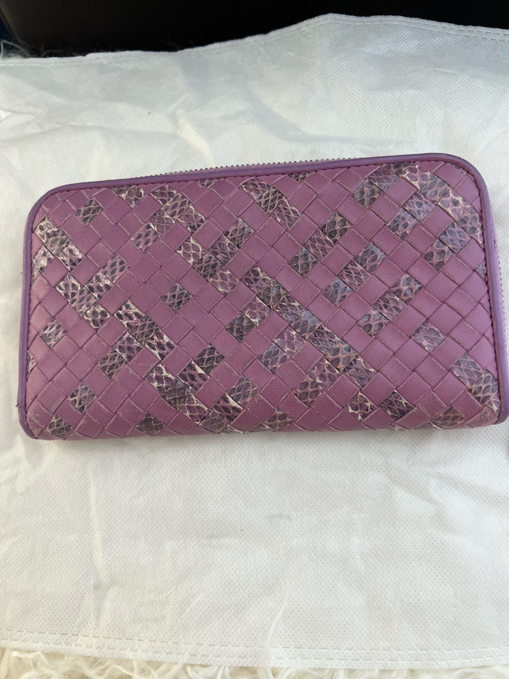 Bottega Veneta Intrecciato Snakeskin (Ayers) and Leather Zip-Around Wallet